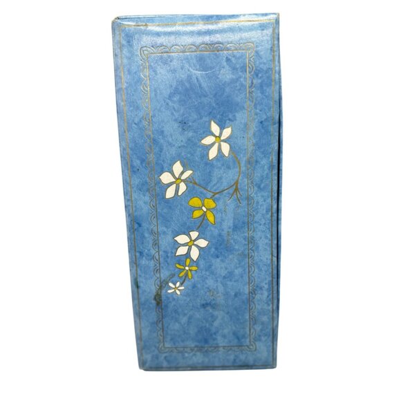 Vintage Blue Floral Design Rectangular trinket Box cardboard 11.5x4.5x1" READ - Picture 1 of 6